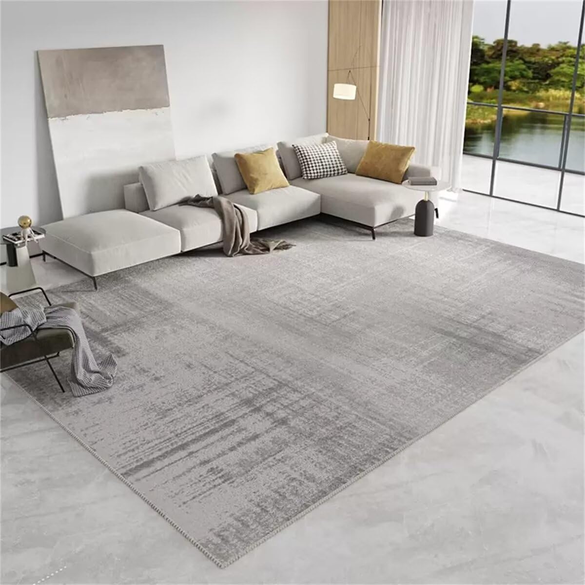 Tapis de salon simple gris lavable fini les taches dans la chambre enfant