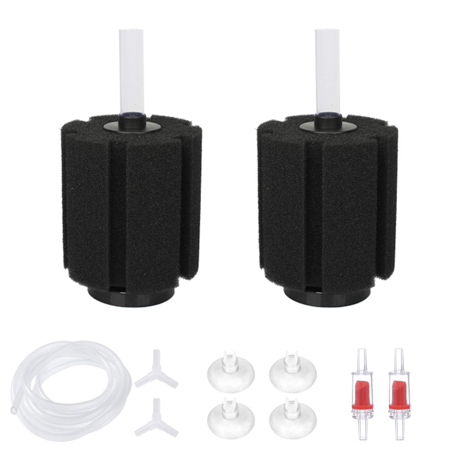 ALEGI Aquarium Sponge Filter for 20 Gallon Fish Tank, Betta, Nano, Shrimp, Fry, Biochemical Filter with Airline Tubing, Check Valves, Suction Cups