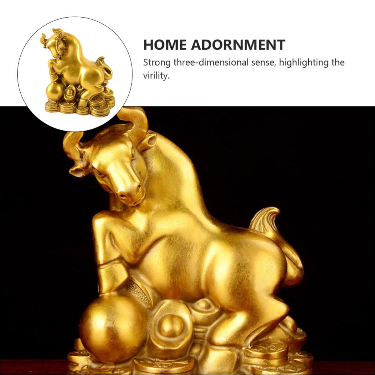 Gatuida Figura de Toro de Cobre Dorado, Adorno Creativo de Mesa