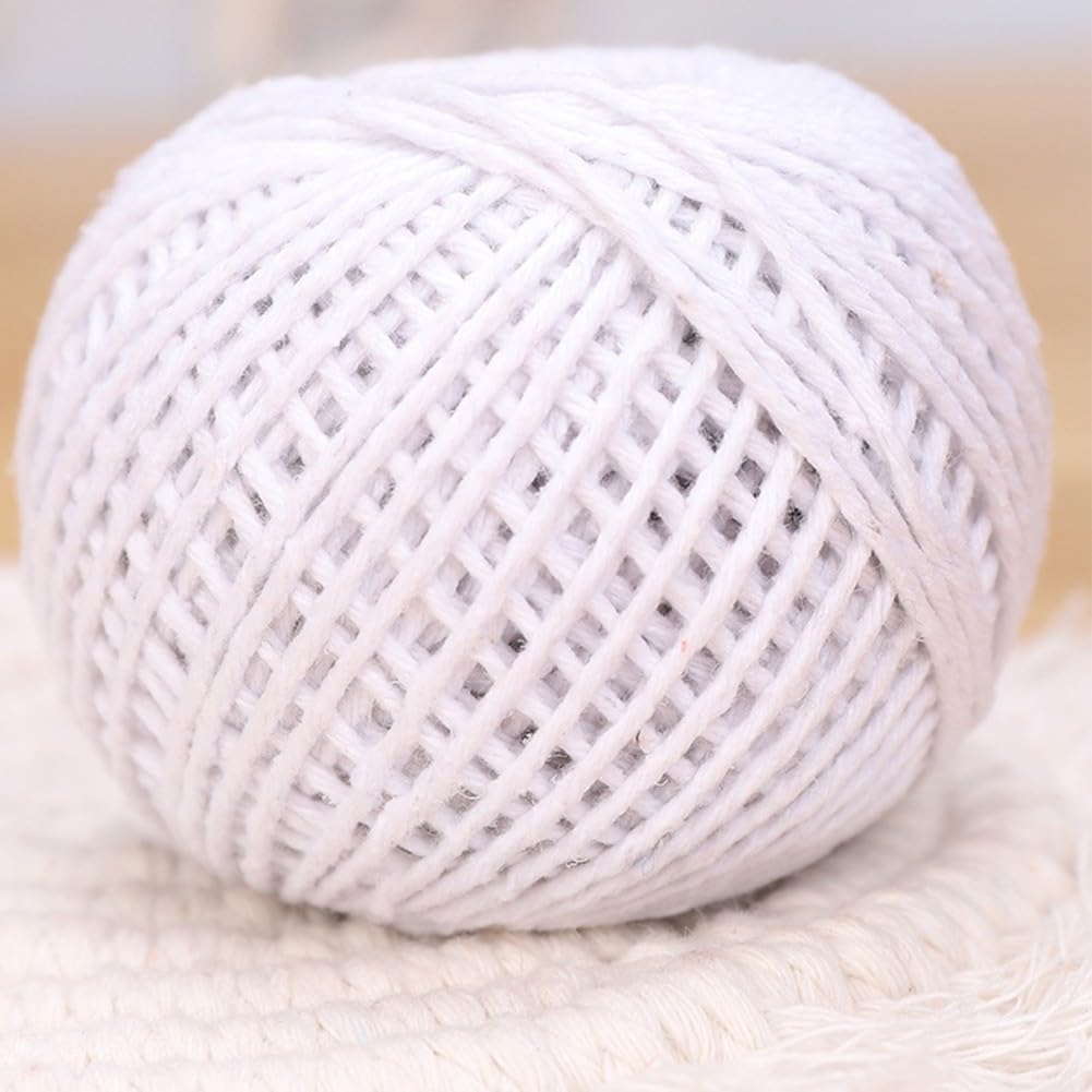 Cotton Butcher Twine 50m Food Safe Cooking String for Roast Tying Poultry Trussing Sausage Making Barbecue Meat Rope Baking Pastry Cord Asparagus Bundling Tie(B)