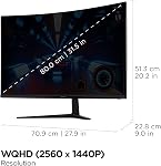 ViewSonic VX3218C-2K 32 Inch Curved 1440p 1ms 180Hz Gaming Monitor with AMD FreeSync Premium, Eye Care, HDMI and Display Port