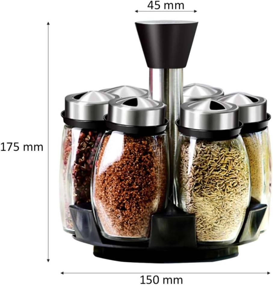 Glass Rotary Spice Jar Seasoning Box for Household Kitchen Storage