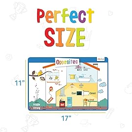 merka Kids Placemats Set - 4-Pack, 17 x 11 in, Multicolor - Interactive Preschool Learning Placemats for Ages 2 & Up with Counting & Days of The Week - Wipeable & Reusable with Slip-Resistant Backing