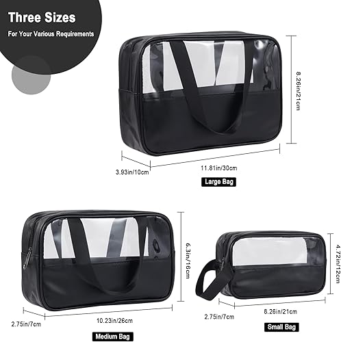 Miniatura 2 de SOMIER Paquete de 4 bolsas de aseo transparentes impermeables, aprobadas por la TSA, bolsa de transporte con cremallera, bolsa de viaje portátil de