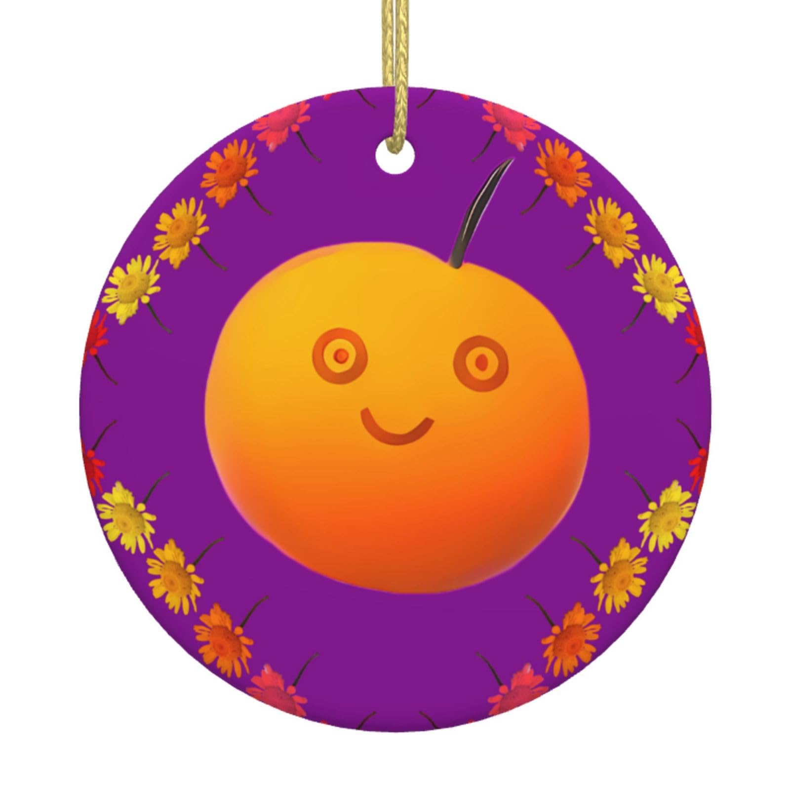 Smiley Orange Printed Christmas Tree Ceramic Ornaments Holiday Decoration Christmas Unique Pendant for Christmas Party