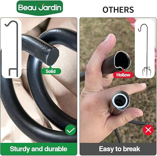 Beau Jardin 4 Pack Shepherd Hook 48 Inch 2/5 Inch Thick Heavy Duty Shepards Garden Outdoor Solid Metal Hanging Plants Hanger Light Lantern Mason Jar Wind Chimes Rust Resistant Black Shepherdhook4 #TOP2