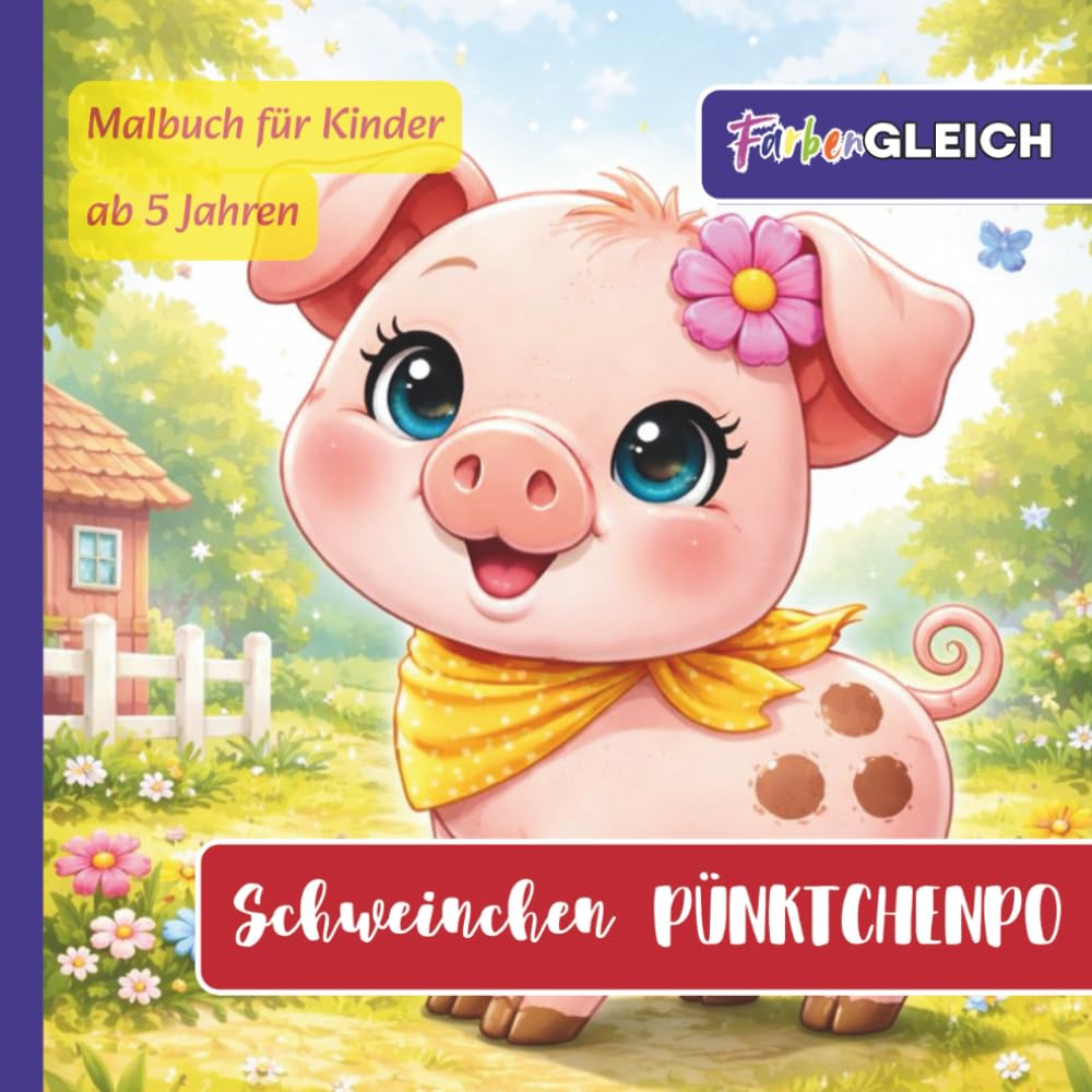 Schweinchen Pünktchenpo | Süßes Ausmalbuch für Kinder ab 5 Jahren | Niedliche Bauernhof-Motive mit vielen Tieren und einem besonderen Schweinchen (FarbenGLEICH)