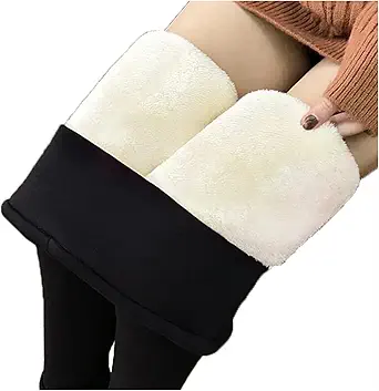 XIRUJNFD Casual Warm Winter Solid Pants, Winter Leggings for Women Fleece Lined, Fleece Leggings