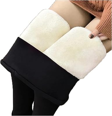 XIRUJNFD Casual Warm Winter Solid Pants, Winter Leggings for Women Fleece Lined, Fleece Leggings