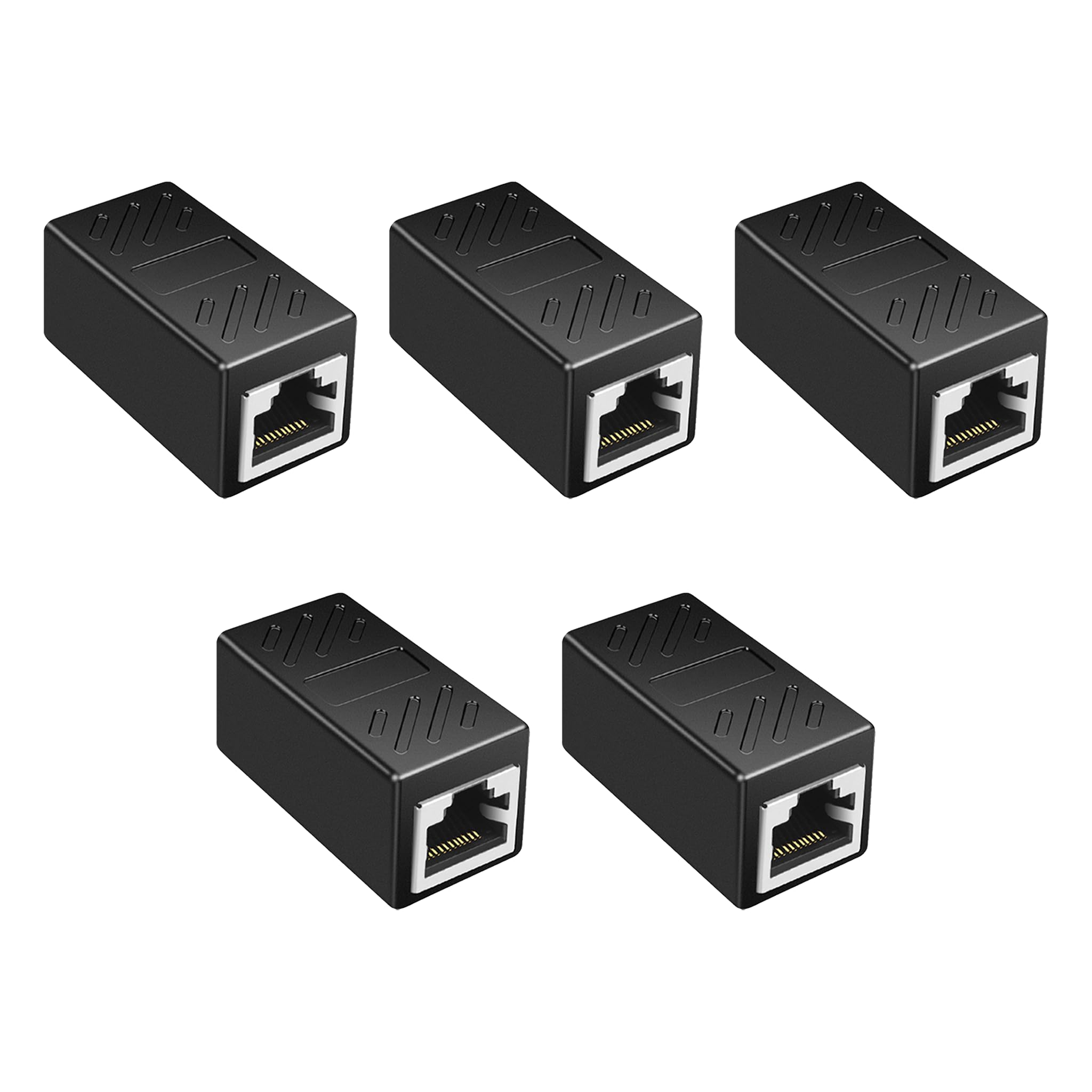 5 Stück RJ45 Kupplung, LAN Kabel Verbinder Buchse auf Buchse Verlängerung Adapter 8P8C für Cat7, Cat6, Cat5e, Cat5 Netzwerkkabel Netzwerk Koppler für Router Patchkabel Switch Home Office