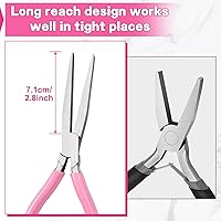 Vista 3 de Alicates de punta plana de 7.5 pulgadas de largo, mandíbula dentada, alicates de punta de pato, suministros para fabricación de joyas, pesca