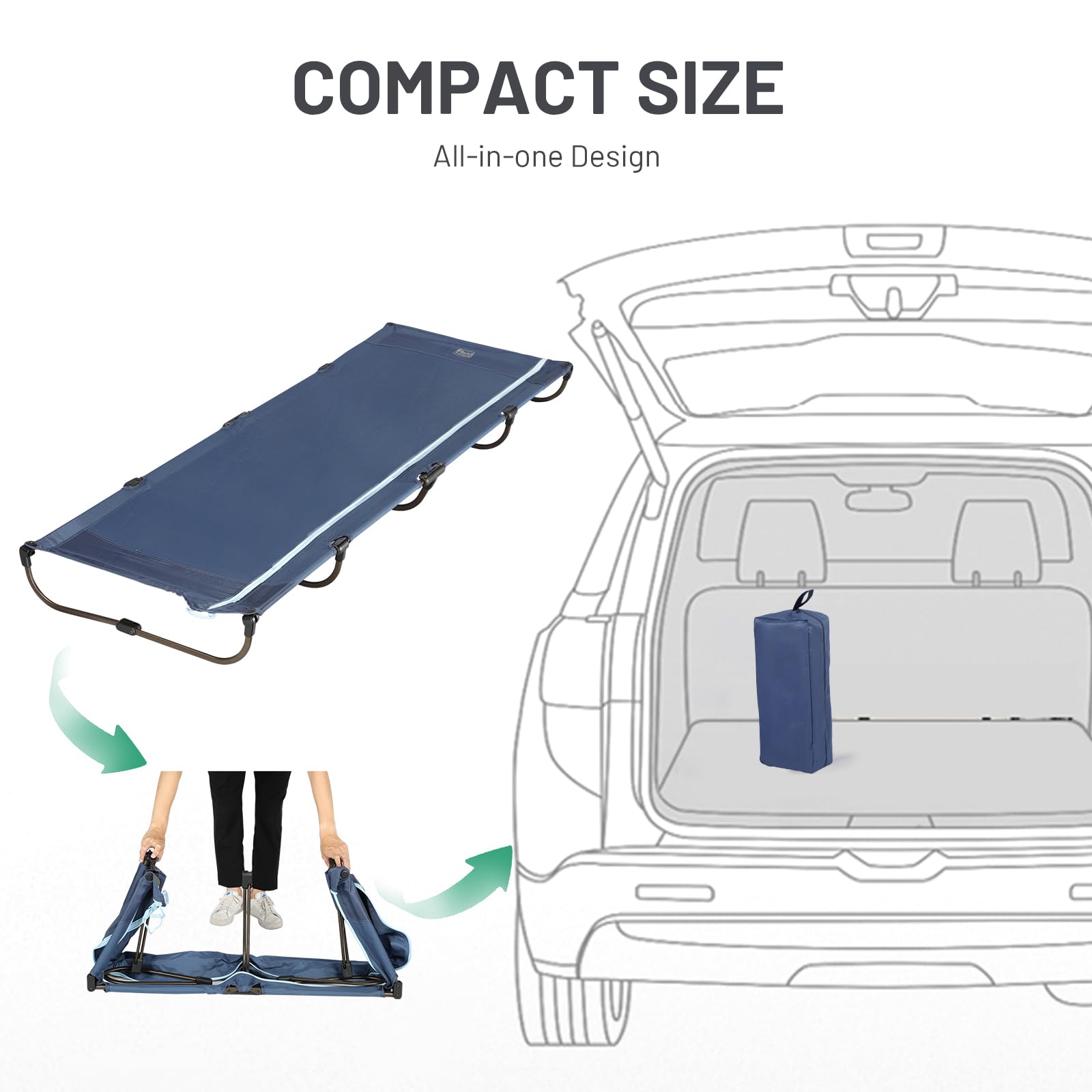 TIMBER RIDGE Cama Plegable Compacta Acampada Cama de Camping Jardin Portátil Ultraligera Fuerte Resistente, Capacidad de 120kg