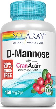 Solaray D-Mannose w/CranActin Cranberry Extract 1000mg w/VIT C | Healthy  Urinary Tract Support (150 CT)