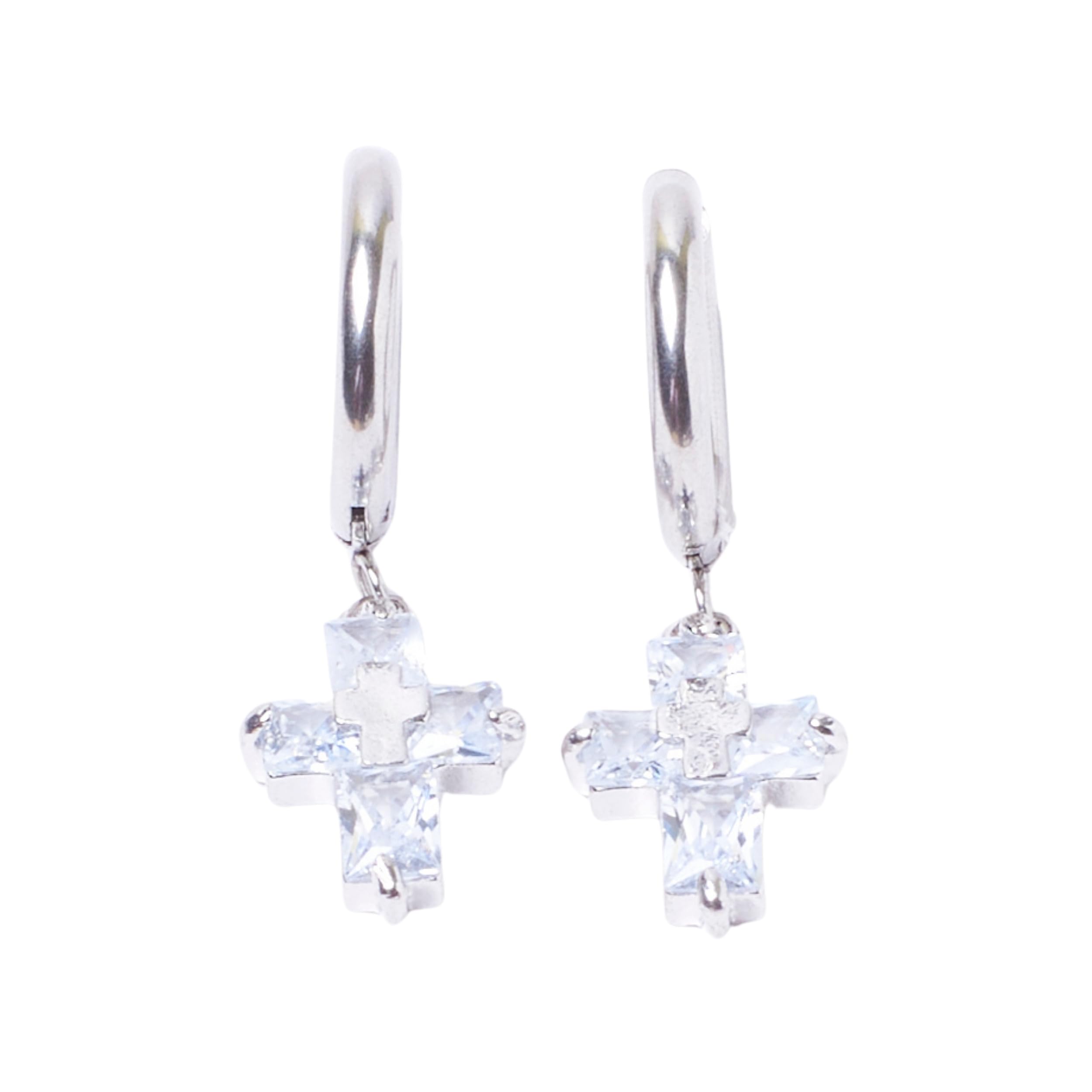 salty alpha Crystal Cross Earrings for Men & Boys | Studs | Ear Tops | Hoops | Ear Piece | Stylish & Minimal | Birthday Gift | Aesthetic Jewellery | Accessories for Everyday Wear-picture-37