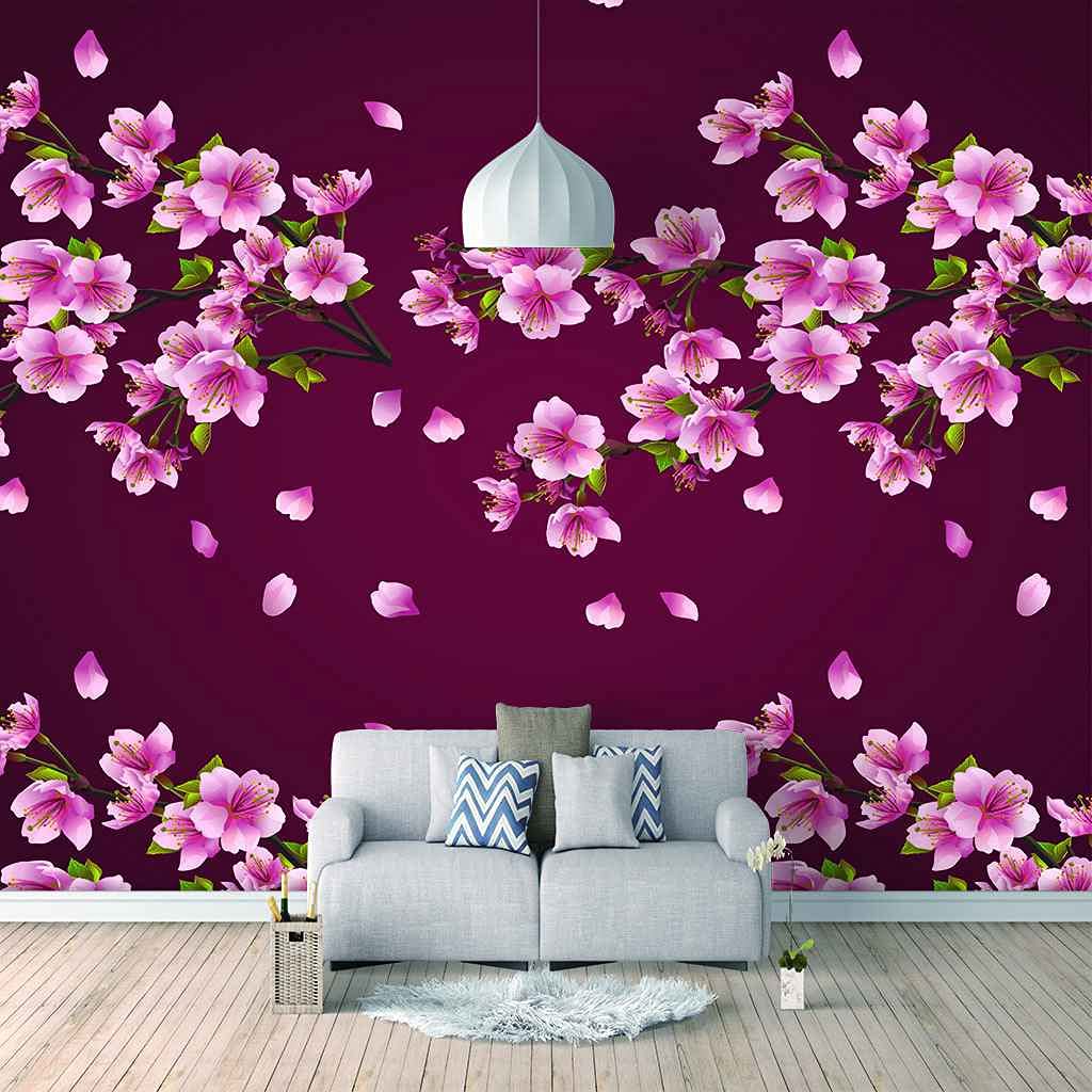Toile adhésive fleur violette 3D pour une chambre apaisante