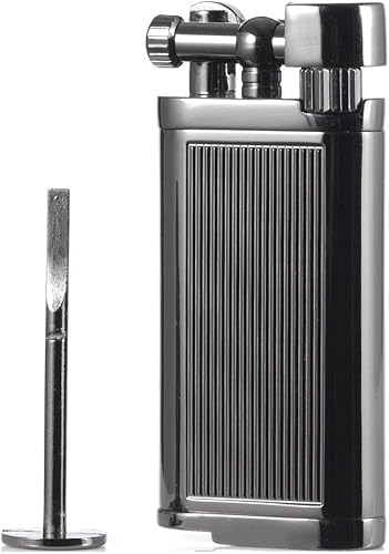 Miniatura 2 de Estilo antiguo brazo de elevación de tabaco pipa cigarrillo butano encendedor con manipulación y púa (negro)