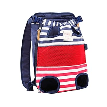 Indy Mall Pet Carry Backpack 10kg Small Dogs Carrier Bulldog Travel Bag Blue Red Strip