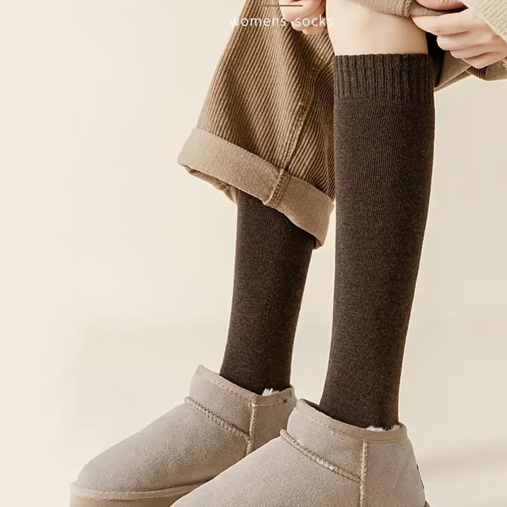 1/2 par de Calcetines Largos Gruesos for Mujer, Modernos, versátiles, adecuados for otoño e Invierno, cálidos, Suaves, cómodos e Informales.(1 Pair Khaki)