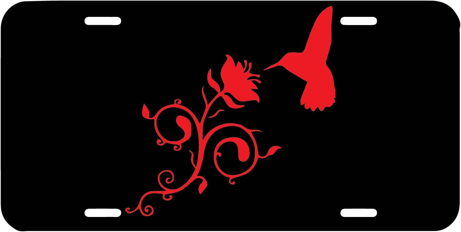 Humming Bird Flower License Plate, Front Car License Plate, Cute Car Tag, Hummingbird Girly Car Accessory, Vanity Plate, Nature, Bird Vine