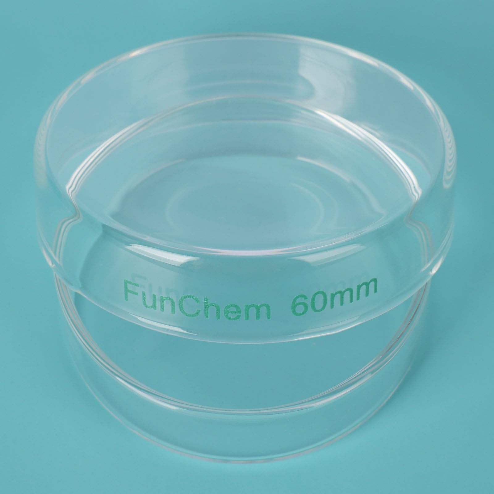 FunChem Capsula Petri in Vetro Borosilicato con Coperchio Trasparente per Test e Osservazioni di Laboratorio - Diametro Esterno 60 mm, Confezione da 5