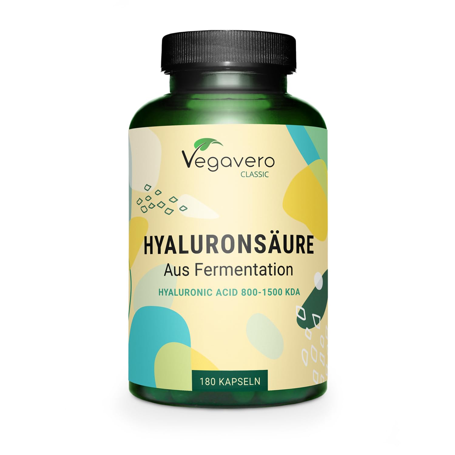 Hyaluronsäure Kapseln Vegavero | Hochdosiert - 600 mg | 180 Stück für 6 Monate | 800-1500 kDa Hochmolekular | Ohne Zusätze & Vegan