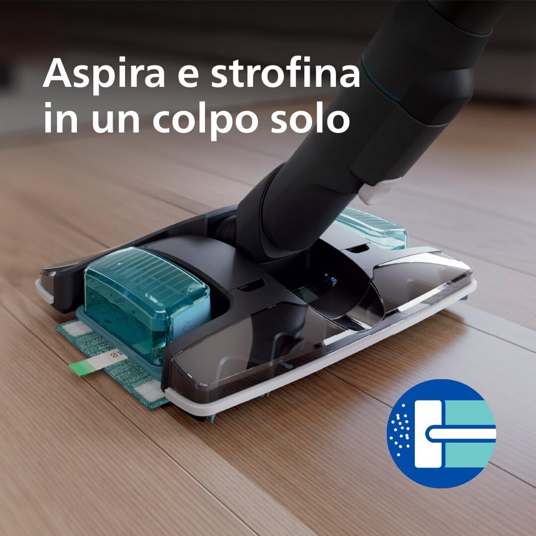 Philips Aspirapolvere Cordless Serie 8000 Pet, Aspirazione Superiore, 80 Minuti di Autonomia, Riconoscimento del Pavimento, Smart Display, Spazzola a LED, Filtrazione antiallergica (XC8055/01)
