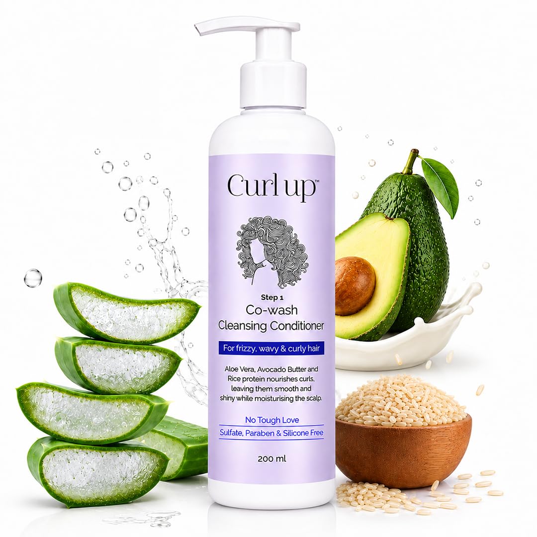 Curl up Cowash Cleansing Conditioner, Mild 2 In 1 Shampoo & Conditioner, For Dry Frizzy, Wavy & Curly Hair, Sulphate Paraben And Silicone Free - 200 Millilitre - Fruity-image-42