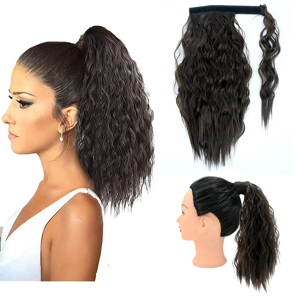 Photo 1 of *Used* Yinmei Baibian Curly Ponytail Extension Short Corn Wave Ponytail Hairpieces Wrap Around Synthetic Wavy Clip in on Pony Tail for Women Fluffy Magic Paste Ponytails 14inch (4#)