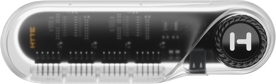 Hyte Powered Internal USB Hub - 4 USB 2.0 Output Headers, Motherboard USB 9Pin Extension, Extra-Strength Magnets and Adhesive Strip Included, Modern Internal Expansion - Crystal