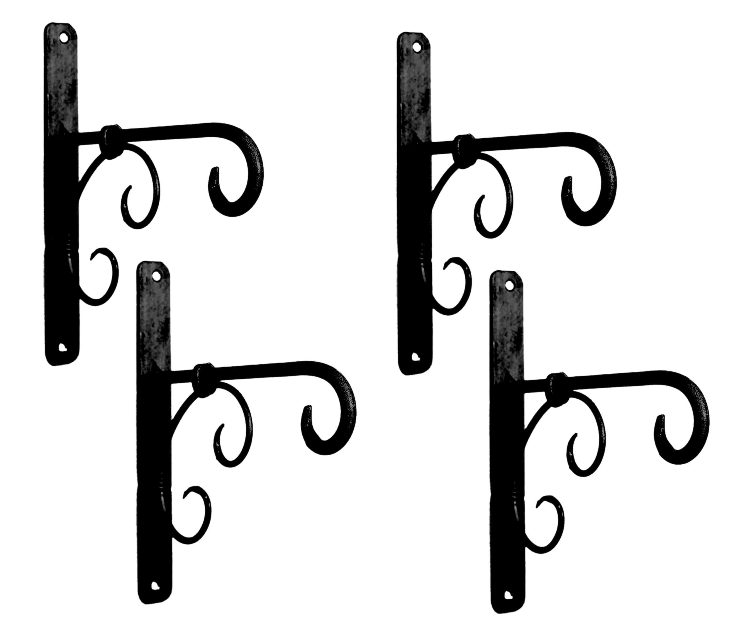Woodiva Metal Plant Hanger Wall Hanging Plant Hook for Bird Feeders Planters Lanterns Wind Chimes Hanging Baskets Ornaments String Lights Indoor Outdoor Balcony (Black, Pack of 4)-image-13