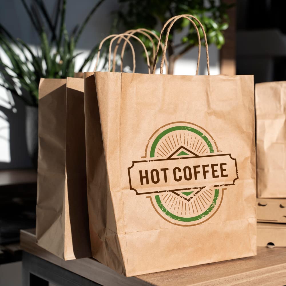 100 Bolsas papel kraft personalizadas | Bolsas con asas rizadas y resistentes | Bolsa de papel personalizable con el logo de tu negocio