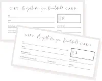 Vales de presente em branco | Pacote com 30 | Cartão de presente de tamanho de 9,5 x 21 cm | Vale de presente para pequenas empresas, vale de oferta, voucher, cupão | Design preto e branco
