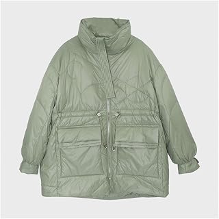 lxwi Chaqueta ultraligera, cálida y resistente al viento, ligera para invierno, para mujer, gruesa, cálida, manga larga, bolsillo suelto, plumón de pato ultraligero (color: verde, talla: M)