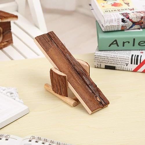 Miniatura 7 de Litewoo Plataforma de balancín de madera natural para animales pequeños, hámster, jerbo, ardilla, ratón, ejercicio, juguete, dientes, masticar,