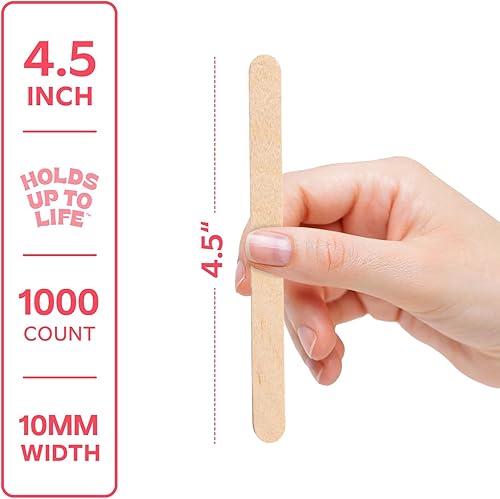Miniatura 2 de GUSTO 1000 unidades Palitos de madera multiusos de 4.5 pulgadas para manualidades, hielo, helado, depilación y depresor de lengua (paquete