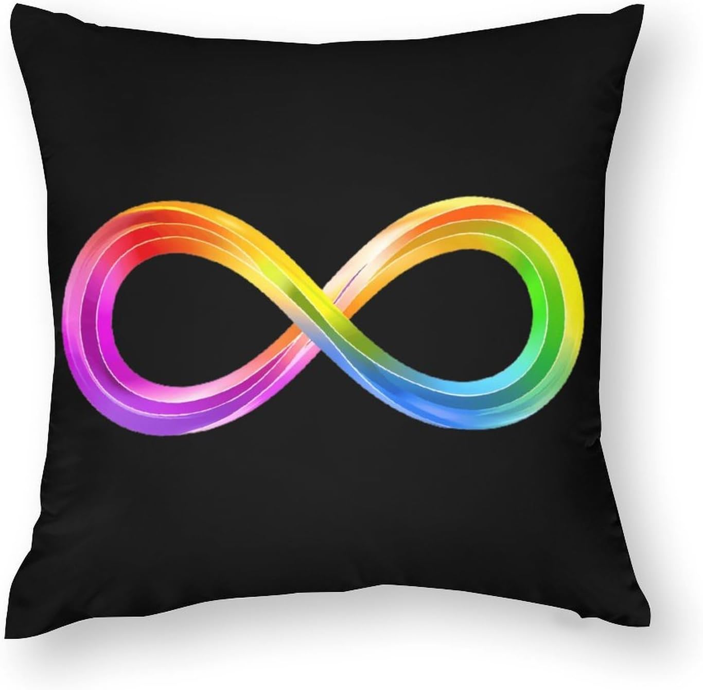 Autism Awareness Rainbow Infinity Symbol Printed Throw Pillow Case 4 Pcs Soft Pillowcases Pillows Covers Sofa Bed Decor 12/14/16/17/18/20/22/24/32 Inches