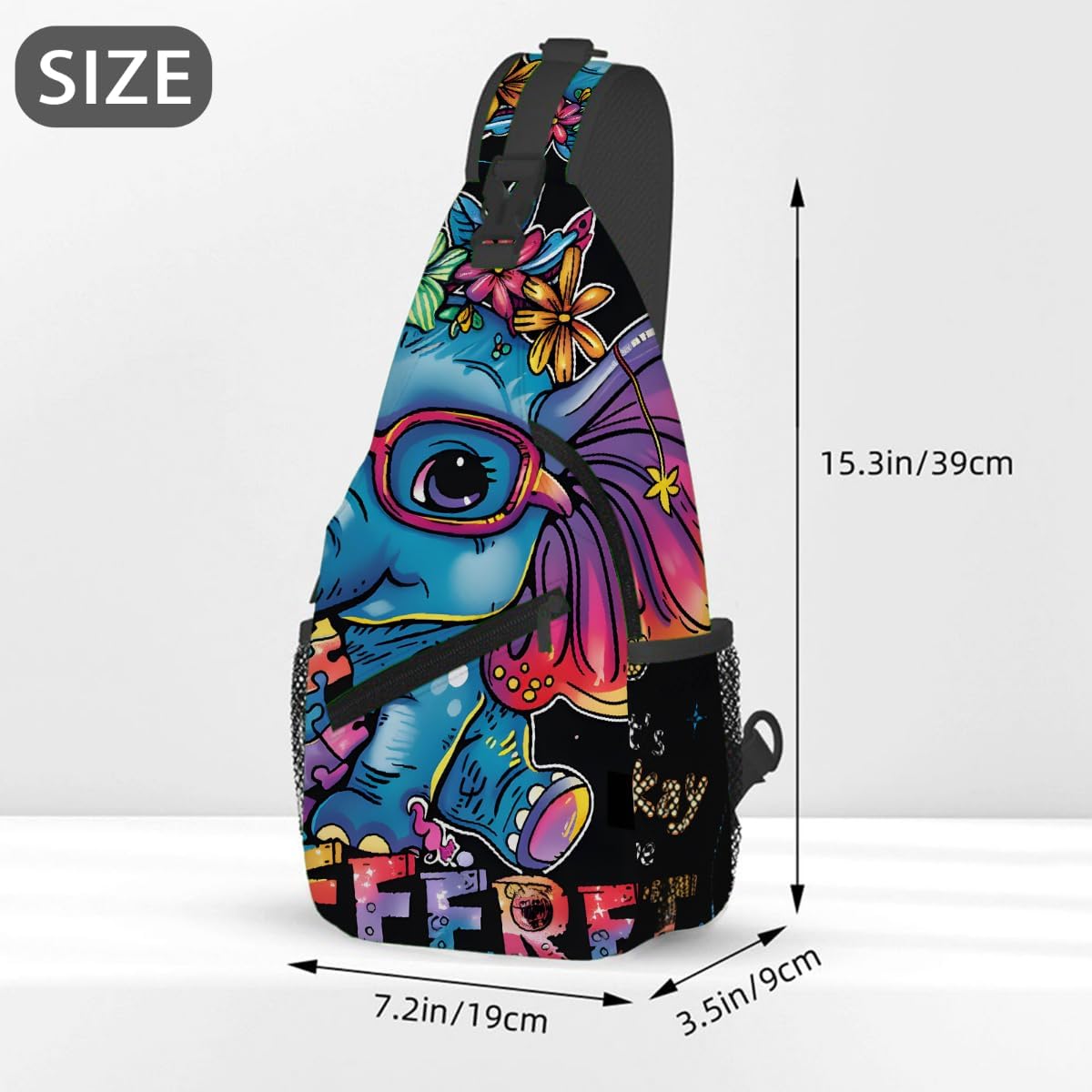 Small Animal Elephant Cartoon Sling Bag for Women Men Lightweight Chest Bag Crossbody Daypack Anti Theft Shoulder Backpack with Adjustable Shoulder Strap for Outdoors Sports Hiking Travel