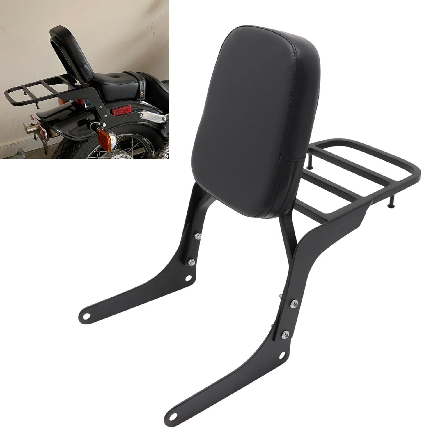 Passenger Sissy Bar with Luggage Rack Backrest for Honda Rebel 250 CMX250 CA250 All Year, Black