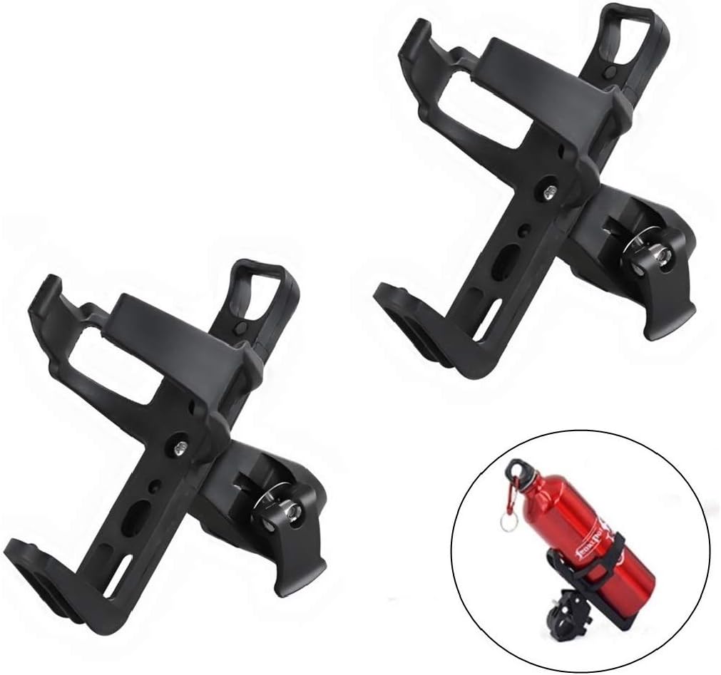 qinsou Quick Release Water Bottle Holder Stroller Bottle Holders, 2 Pack Antislip Wheelchair Bicycle Bike Cup Drink Holder Universal 360 Degree Rotation