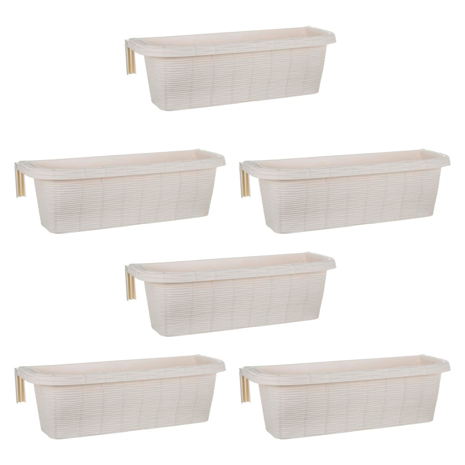 FRANKYSTAR Rondine 60 - set di 6 balconiere intrecciate da 60cm con agganci regolabili e riserva d'acqua (Panna)