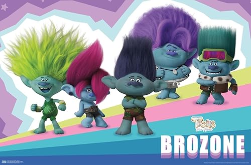 Vista 23 de Trends International Trolls: Band Together - Póster de pared de brozone, 34 pulgadas de largo x 22.4 pulgadas, versión enmarcada en oro Versión