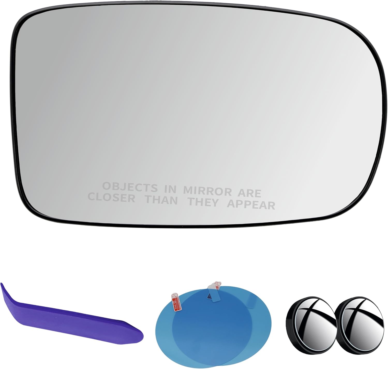 EAP Driver Side Mirror Glass Compatible with Chrysler 300 2011-2023, Chrysler 200 2011-2014, Dodge Charger 2011-2023, Heated Without Auto Dimming, 68130641AA, 68101147AA