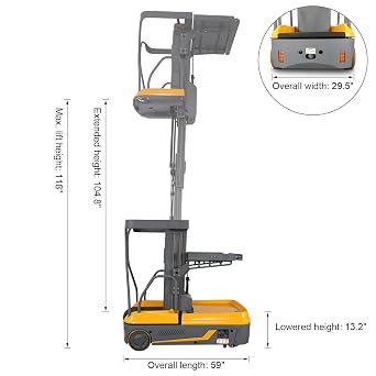 APOLLOLIFT Electric Mini Order Picker Self Propelled Lift Truck 197 Reachable Height, 330lbs Capacity, 118 Lifting Height for Warehouse Supermarket
