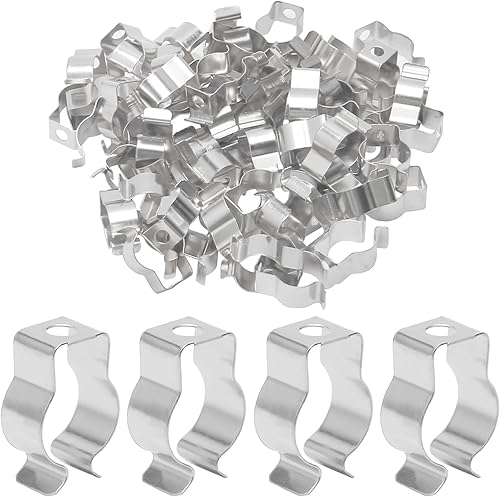 Miniatura 40 de Othmro Paquete de 100 clips T8 para tubo de luz LED, tubo fluorescente LED, acero al manganeso niquelado