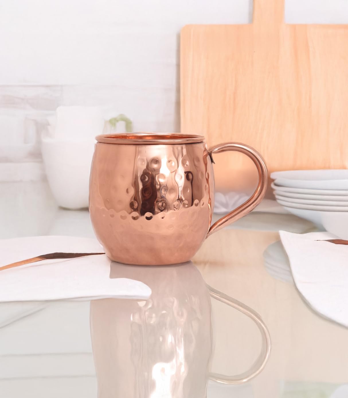 Hammered moscow Mule Copper cups with handle 100 pure copper for drinking copper moscow mule mug set of 4-16 oz cocktail, beer mugs, cooper cups for water, mugs set