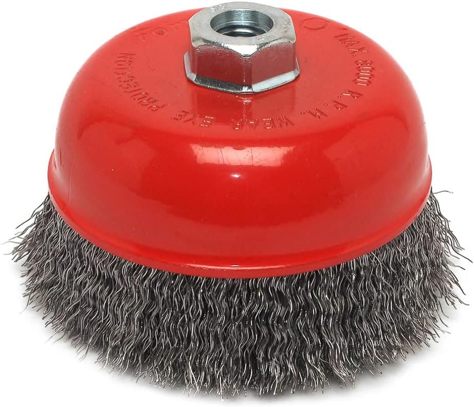 Forney 72754 5-Inch by 5/8-11 Crimped Cup Brush .014 Carbon Steel