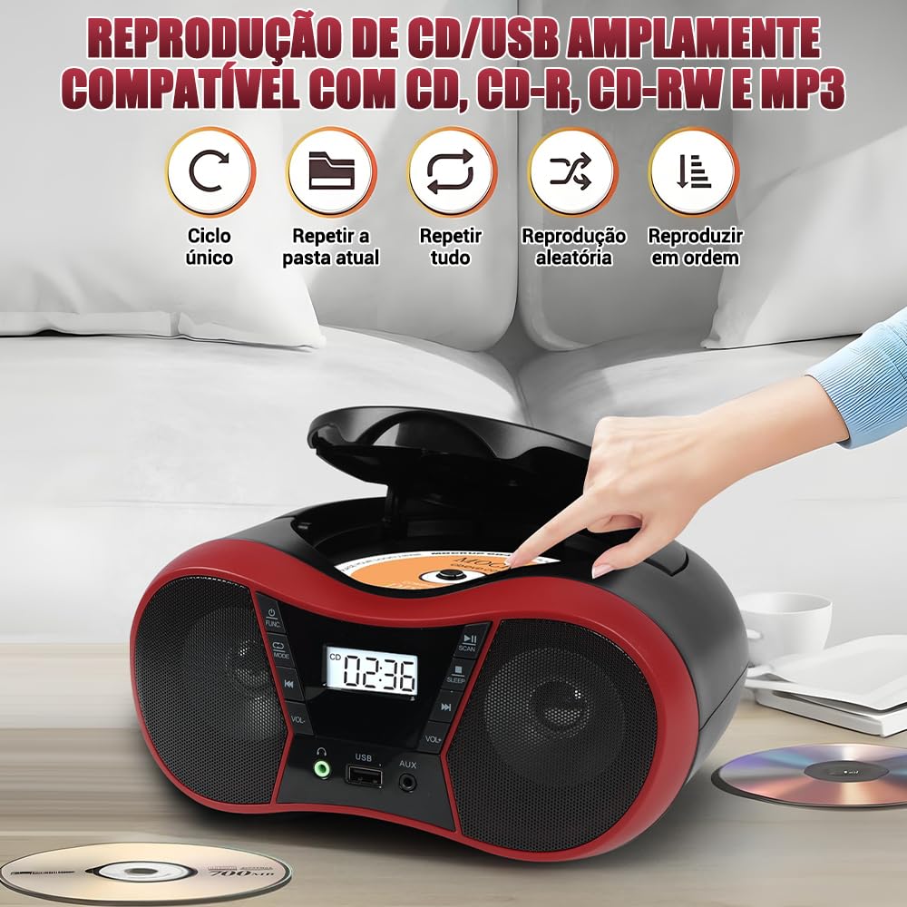 Rádio Portátil, Radio AM FM, Toca CD, Radio, Radio Portatil, Rádio