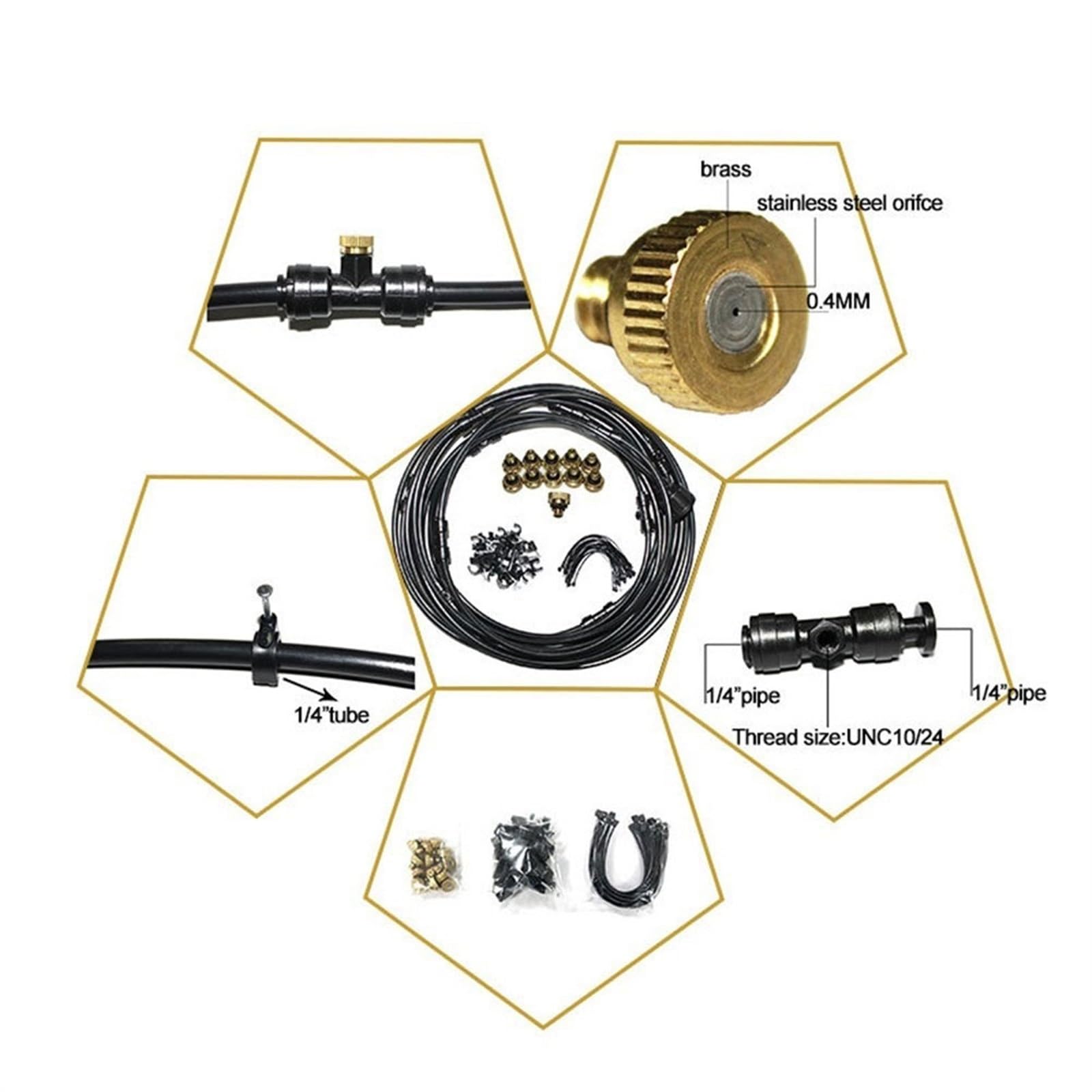 Sprühnebel Kühlung Set, Outdoor Misting System, Gartenbewässerungssystem, DIY-Pflanzenbewässerungs-Set für Garten Gewächshaus Sonnenschirm (Size : 30M(98.4ft)-50 nozzles)