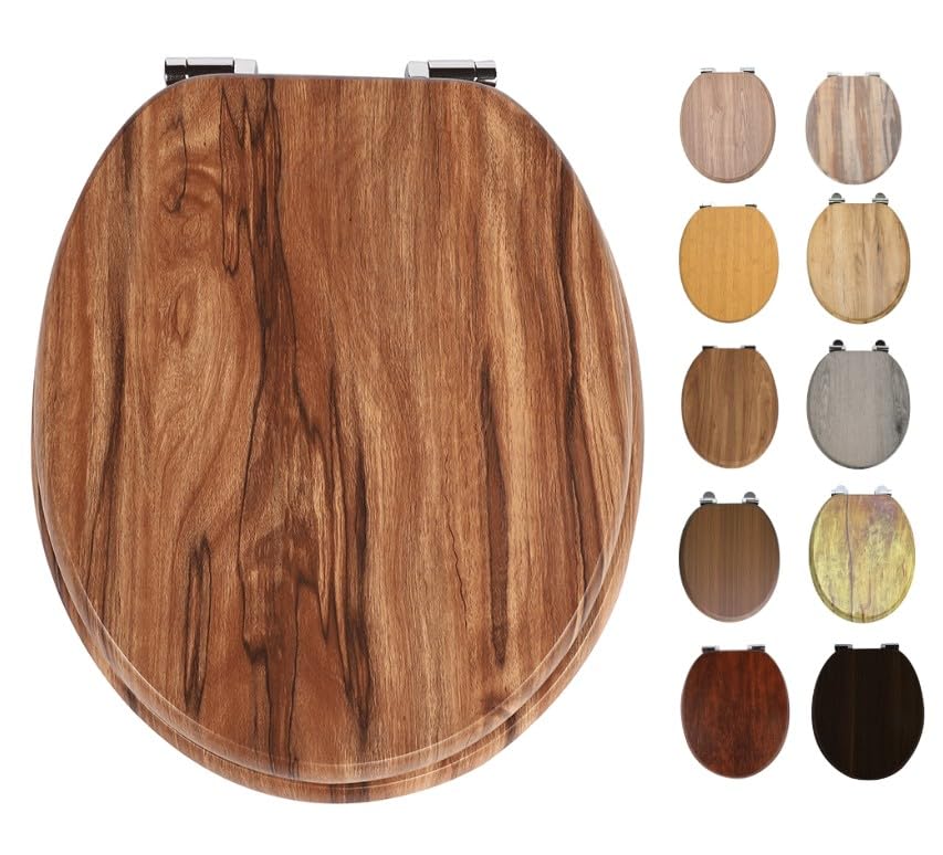 Acacia Rustic Wood Pattern MDF Soft Close Toilet Seat