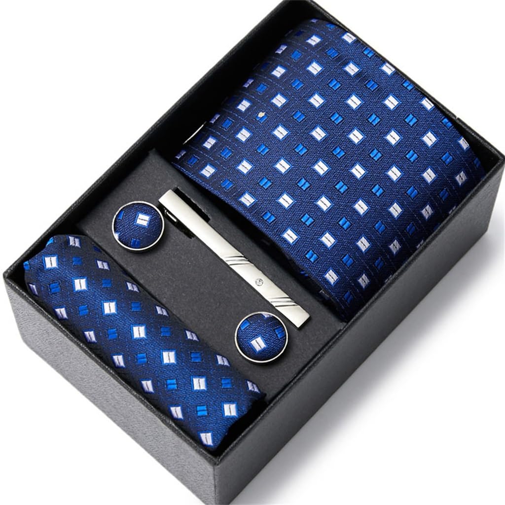 Boîte-cadeau de boutons de manchette Kl-Bleu pour assortir à une cravate de costume
